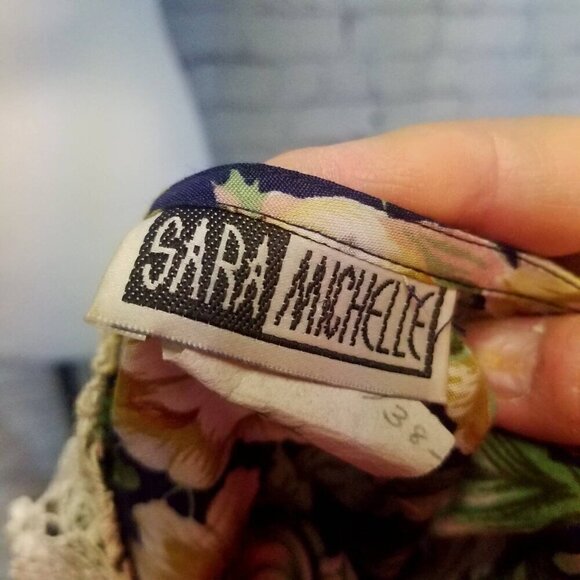 Vtg 80s Sara Michelle floral lace collar pearl button cottagecore blouse - Picture 8 of 9